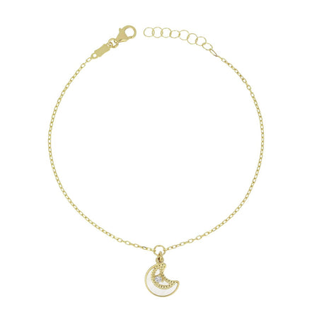 igold - Bracciale con Luna Pendente e Zircone in Oro Giallo 375% 9 kt