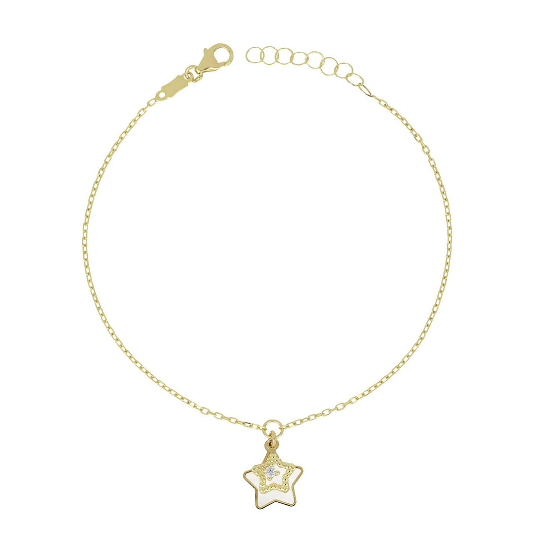 igold - Bracciale con Stella Pendente e Zircone in Oro Giallo 375% 9 kt