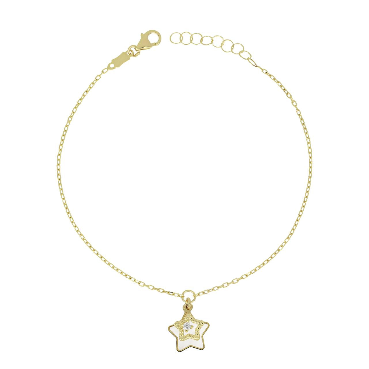 igold - Bracciale con Stella Pendente e Zircone in Oro Giallo 375% 9 kt