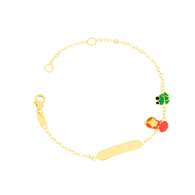 igold - Bracciale con Targhetta, Principessa e Ranocchio Smaltati in Oro Giallo 375% 9 kt