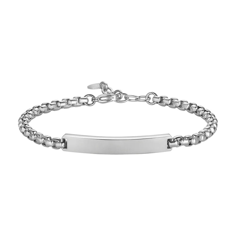 luca barra - BRACCIALE UOMO IN ACCIAIO CON PIASTRA PERSONALIZZABILE