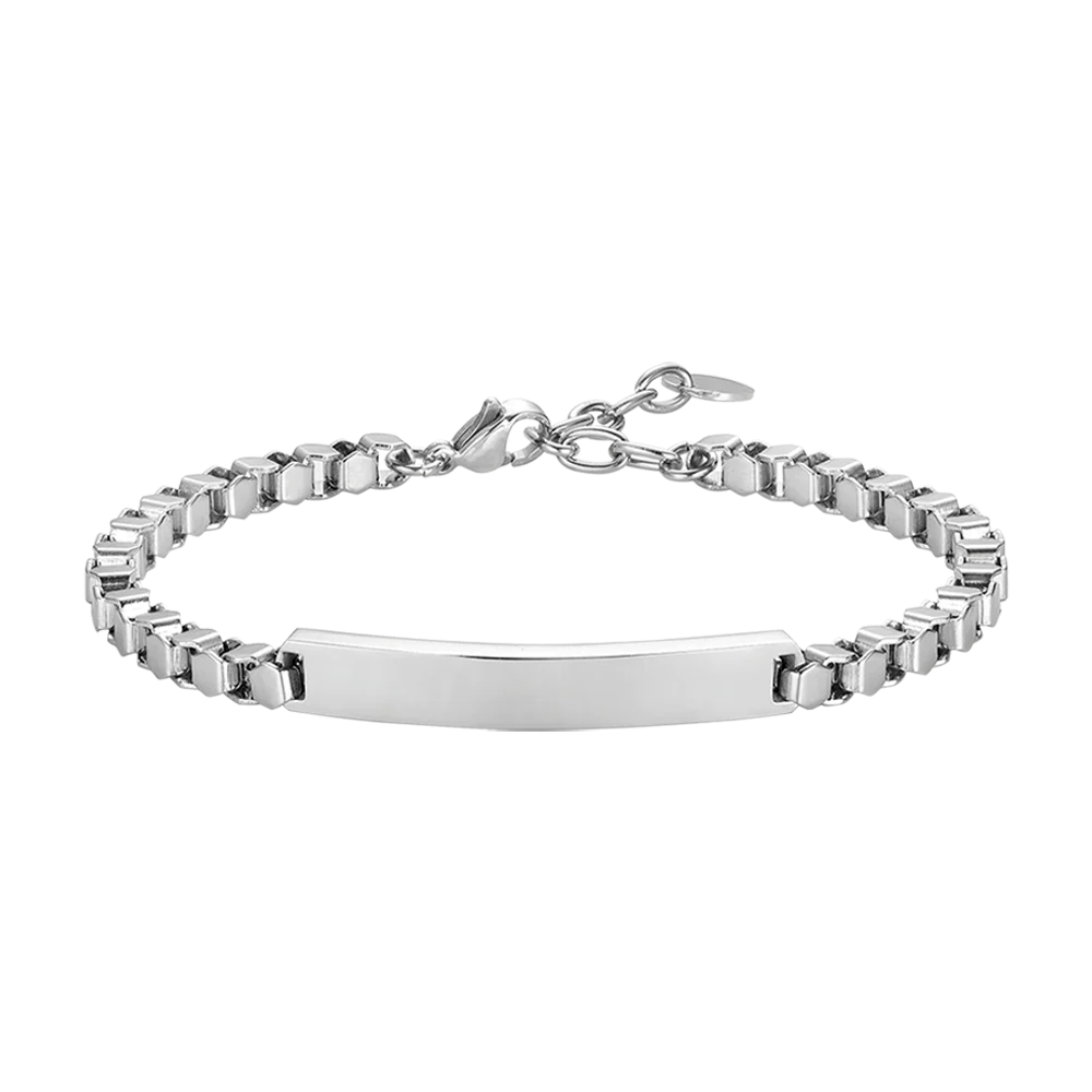 luca barra - BRACCIALE UOMO IN ACCIAIO CON PIASTRA PERSONALIZZABILE