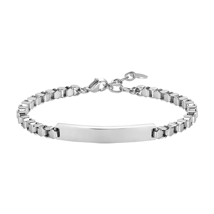 luca barra - BRACCIALE UOMO IN ACCIAIO CON PIASTRA PERSONALIZZABILE
