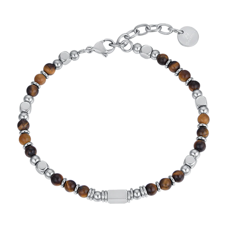 luca barra - BRACCIALE UOMO IN ACCIAIO CON OCCHIO DI TIGRE