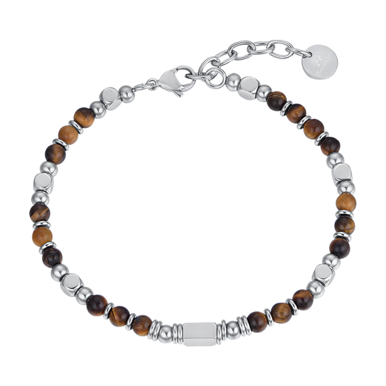 luca barra - BRACCIALE UOMO IN ACCIAIO CON OCCHIO DI TIGRE