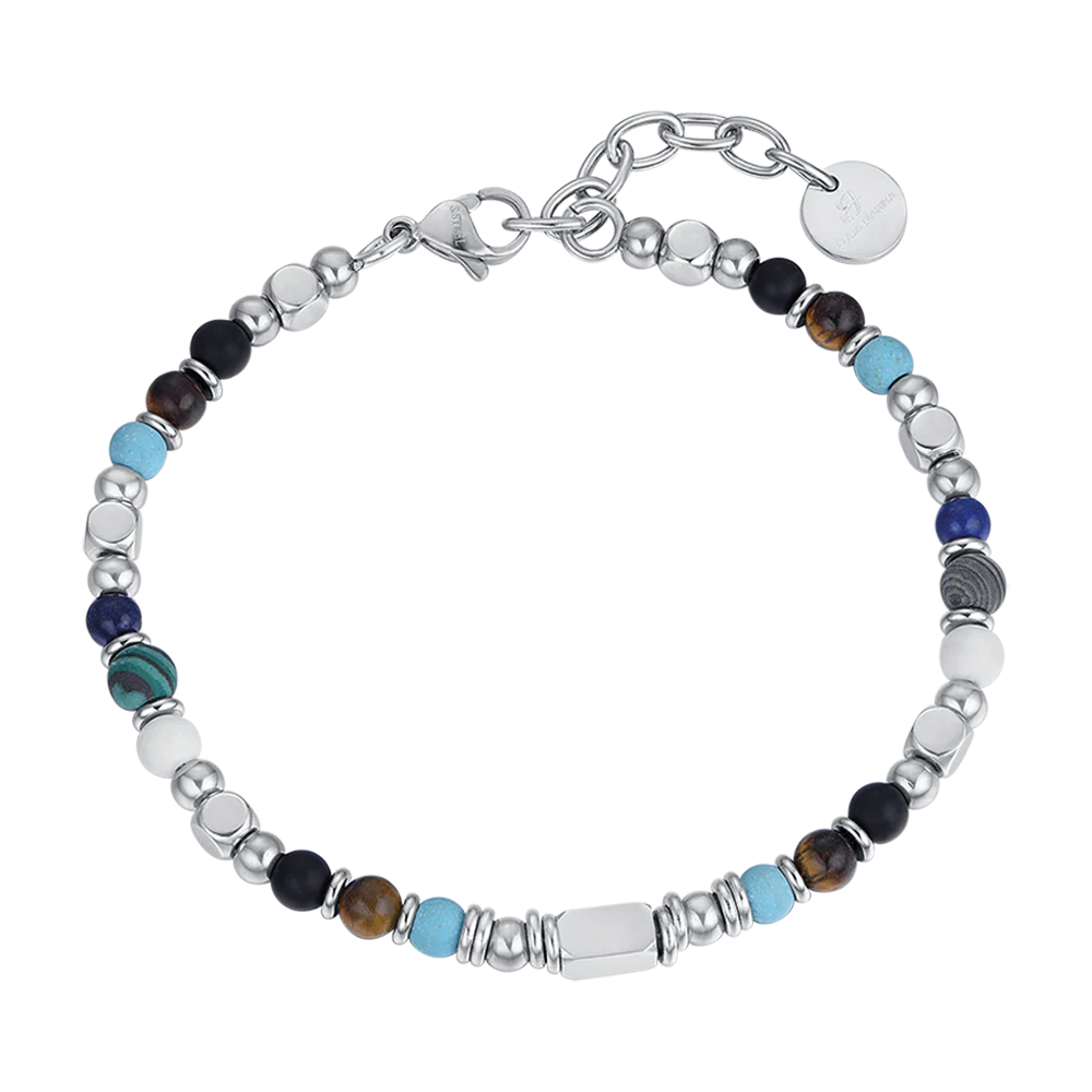 luca barra - BRACCIALE UOMO IN ACCIAIO CON OCCHIO DI TIGRE