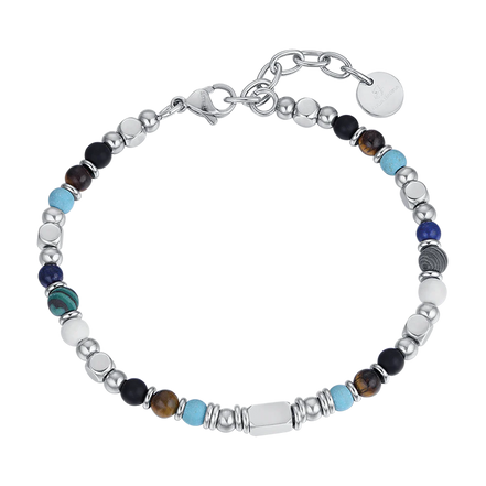 luca barra - BRACCIALE UOMO IN ACCIAIO CON OCCHIO DI TIGRE