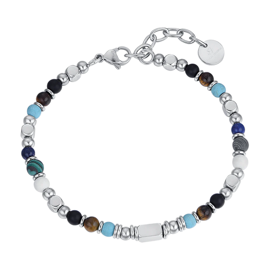 luca barra - BRACCIALE UOMO IN ACCIAIO CON OCCHIO DI TIGRE
