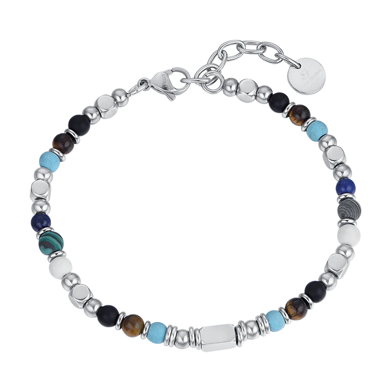 luca barra - BRACCIALE UOMO IN ACCIAIO CON OCCHIO DI TIGRE