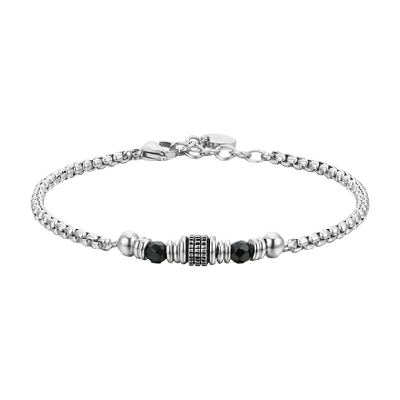 luca barra - BRACCIALE UOMO IN ACCIAIO AGATA NERA ED ELEMENTI