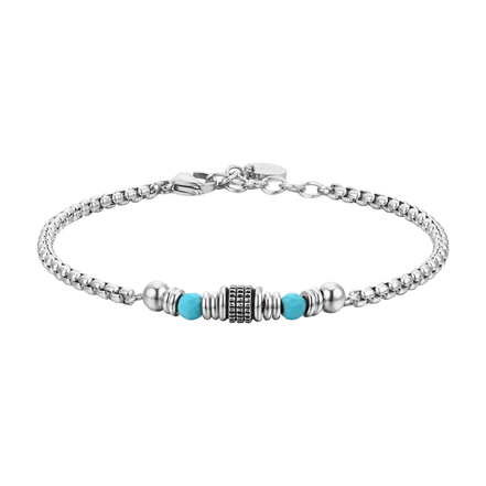 luca barra - BRACCIALE UOMO IN ACCIAIO PIETRE TURCHESI