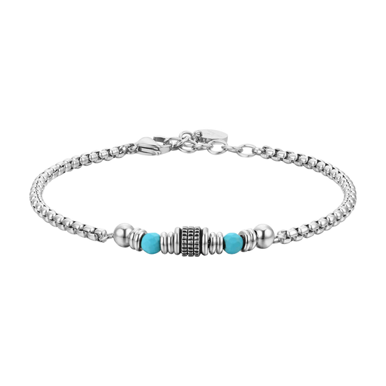 luca barra - BRACCIALE UOMO IN ACCIAIO PIETRE TURCHESI