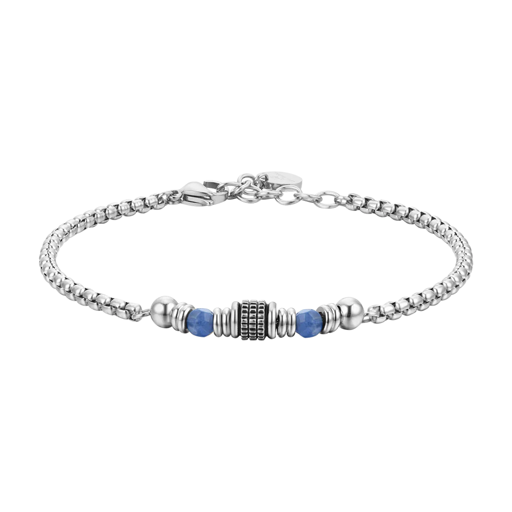 luca barra - BRACCIALE UOMO IN ACCIAIO SODALITE BLU