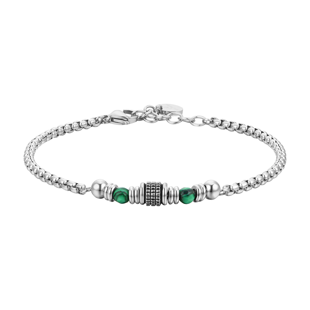 luca barra - BRACCIALE UOMO IN ACCIAIO MALACHITE VERDE