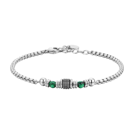 luca barra - BRACCIALE UOMO IN ACCIAIO MALACHITE VERDE