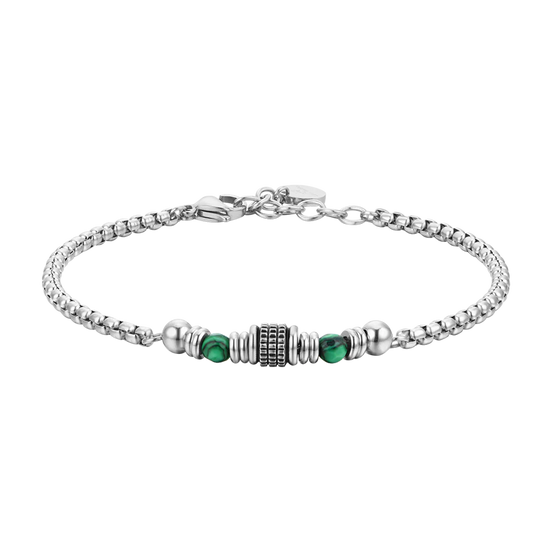 luca barra - BRACCIALE UOMO IN ACCIAIO MALACHITE VERDE