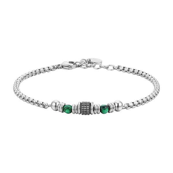 luca barra - BRACCIALE UOMO IN ACCIAIO MALACHITE VERDE