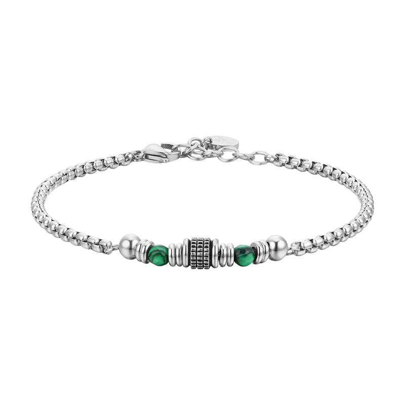 luca barra - BRACCIALE UOMO IN ACCIAIO MALACHITE VERDE