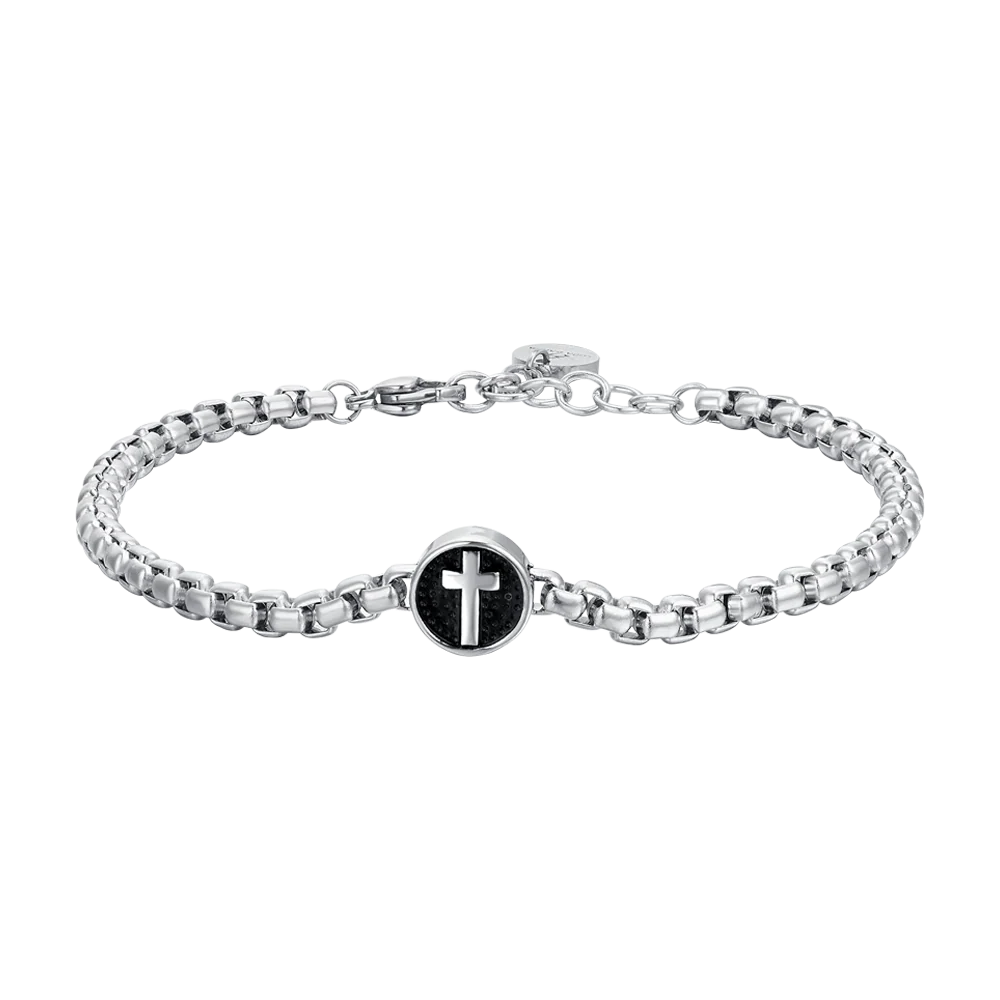 luca barra - BRACCIALE UOMO IN ACCIAIO CON CROCE