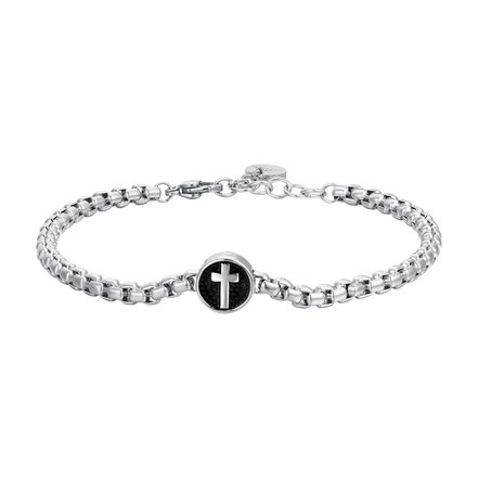 luca barra - BRACCIALE UOMO IN ACCIAIO CON CROCE