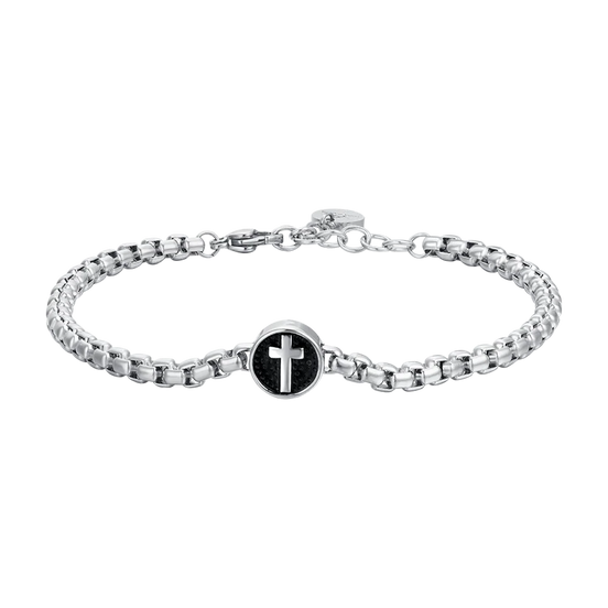luca barra - BRACCIALE UOMO IN ACCIAIO CON CROCE