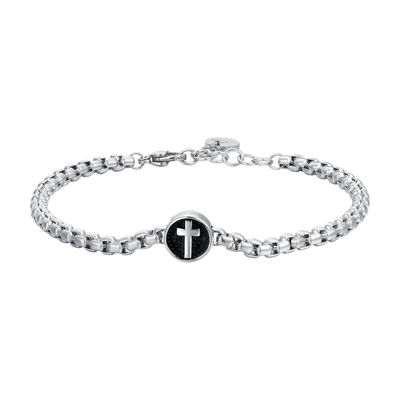luca barra - BRACCIALE UOMO IN ACCIAIO CON CROCE