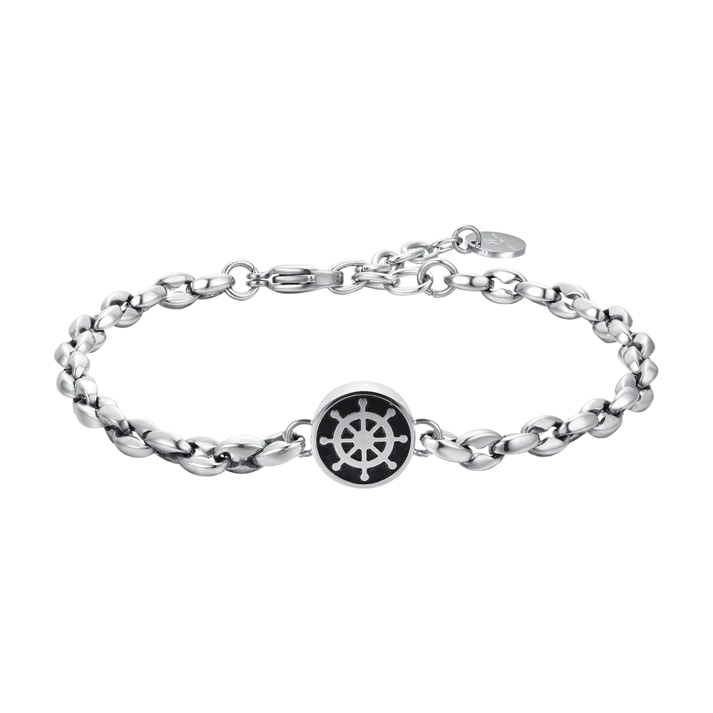 luca barra - BRACCIALE UOMO IN ACCIAIO CON TIMONE