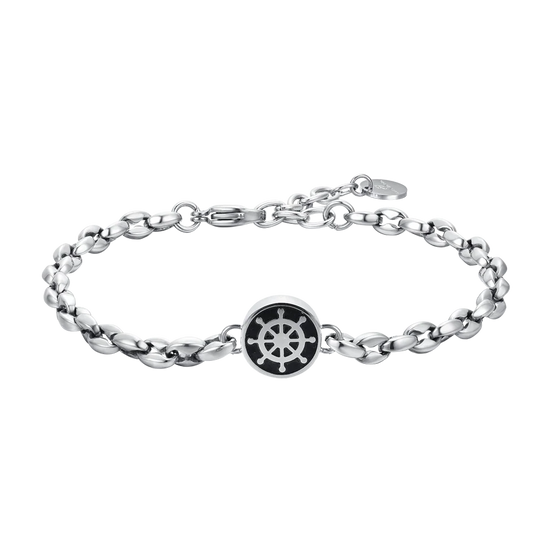 luca barra - BRACCIALE UOMO IN ACCIAIO CON TIMONE