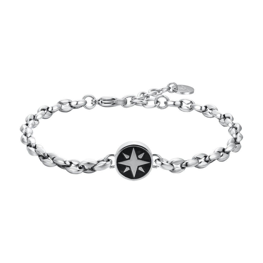 luca barra - BRACCIALE UOMO IN ACCIAIO CON ROSA DEI VENTI