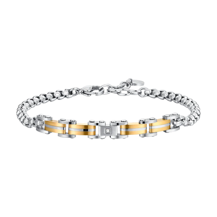 luca barra - BRACCIALE UOMO IN ACCIAIO ED ELEMENTI IN ACCIAIO IP GOLD