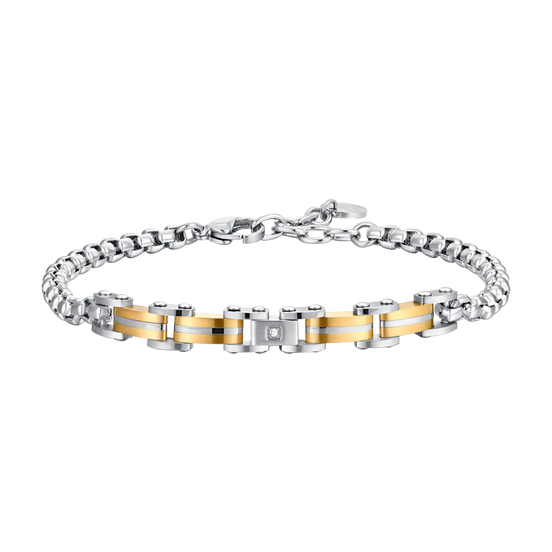 luca barra - BRACCIALE UOMO IN ACCIAIO ED ELEMENTI IN ACCIAIO IP GOLD