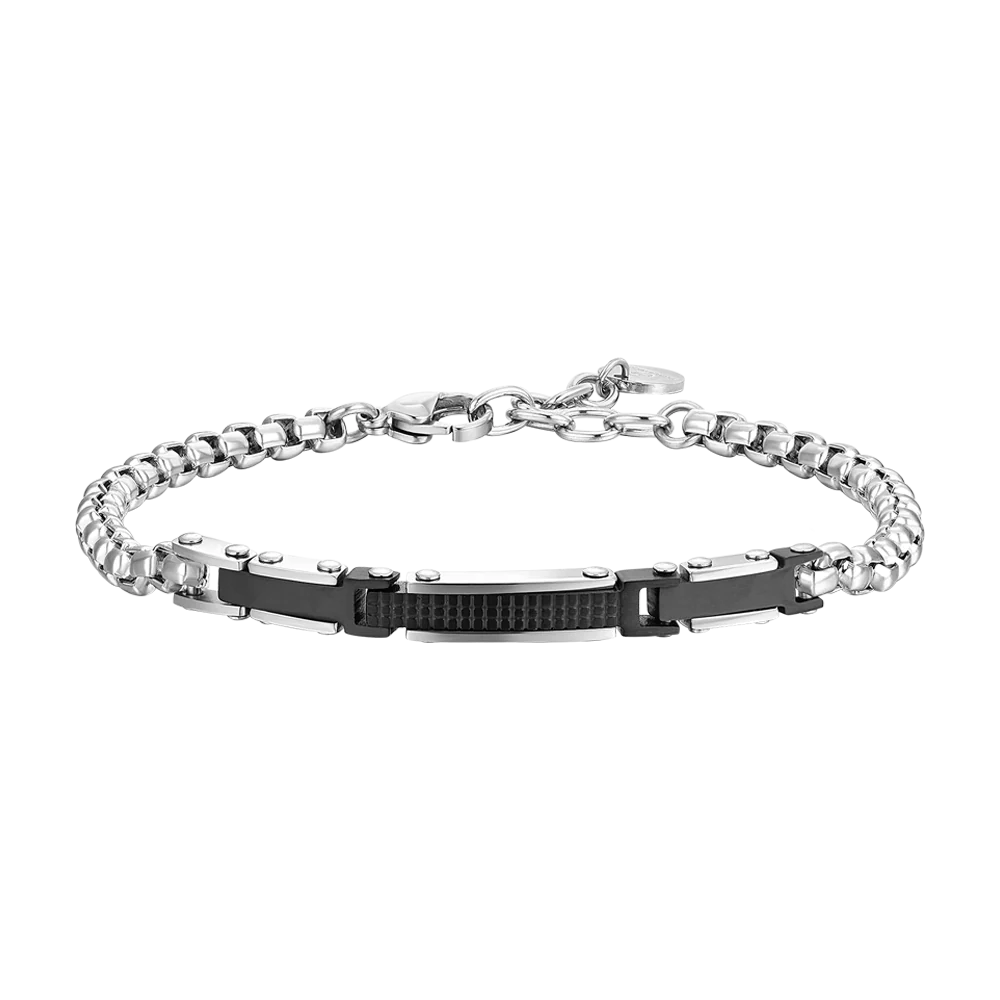 luca barra - BRACCIALE UOMO IN ACCIAIO ED ELEMENTI IN ACCIAIO IP BLACK