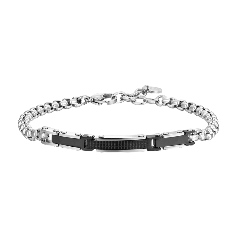 luca barra - BRACCIALE UOMO IN ACCIAIO ED ELEMENTI IN ACCIAIO IP BLACK