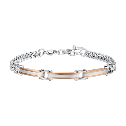 luca barra - BRACCIALE UOMO IN ACCIAIO ELEMENTI IN ACCIAIO IP ROSE GOLD