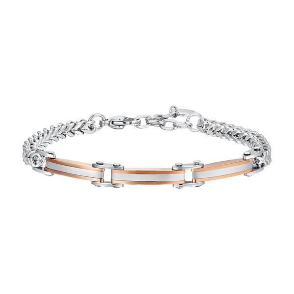 luca barra - BRACCIALE UOMO IN ACCIAIO ELEMENTI IN ACCIAIO IP ROSE GOLD