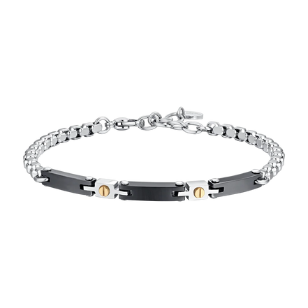 luca barra - BRACCIALE UOMO IN ACCIAIO E CERAMICA NERA