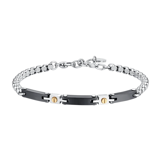 luca barra - BRACCIALE UOMO IN ACCIAIO E CERAMICA NERA