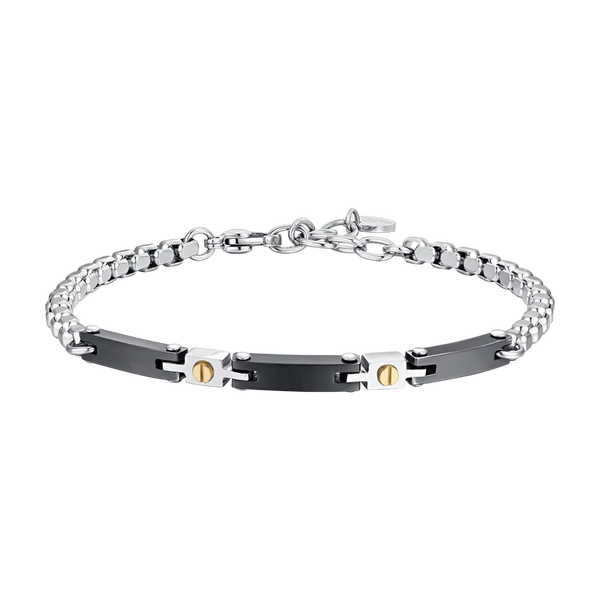 luca barra - BRACCIALE UOMO IN ACCIAIO E CERAMICA NERA