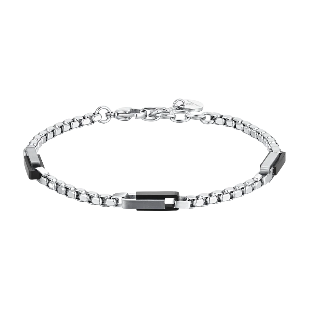 luca barra - BRACCIALE UOMO IN ACCIAIO ELEMENTI IN ACCIAIO IP BLACK