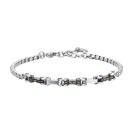luca barra - BRACCIALE UOMO IN ACCIAIO ELEMENTI IP NERO E IP ROSE