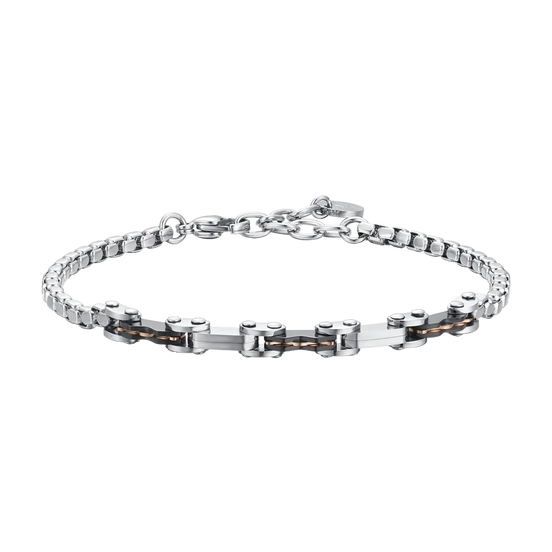 luca barra - BRACCIALE UOMO IN ACCIAIO ELEMENTI IP NERO E IP ROSE