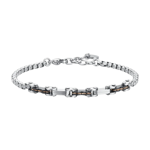 luca barra - BRACCIALE UOMO IN ACCIAIO ELEMENTI IP NERO E IP ROSE