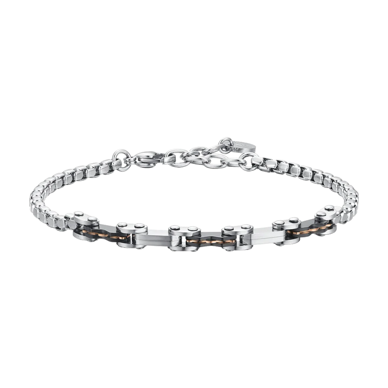 luca barra - BRACCIALE UOMO IN ACCIAIO ELEMENTI IP NERO E IP ROSE