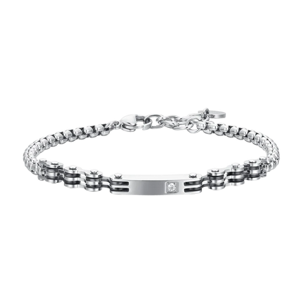 luca barra - BRACCIALE UOMO IN ACCIAIO ELEMENTI IP NERO E ZIRCONE