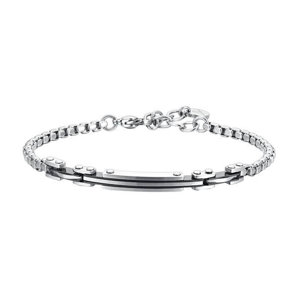 luca barra - BRACCIALE UOMO IN ACCIAIO PIASTRA ED ELEMENTI IP NERO