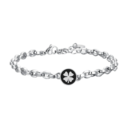 luca barra - BRACCIALE UOMO IN ACCIAIO CON QUADRIFOGLIO