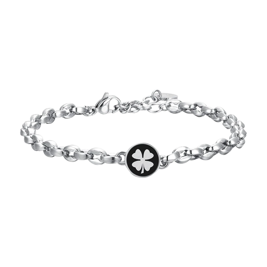 luca barra - BRACCIALE UOMO IN ACCIAIO CON QUADRIFOGLIO