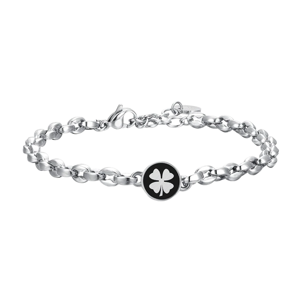 luca barra - BRACCIALE UOMO IN ACCIAIO CON QUADRIFOGLIO