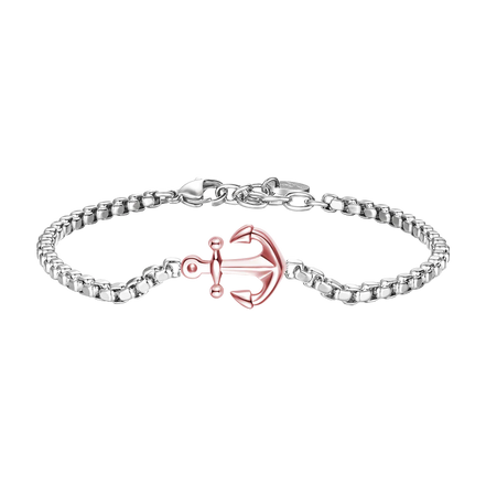luca barra - BRACCIALE UOMO IN ACCIAIO IP ROSE CON ANCORA