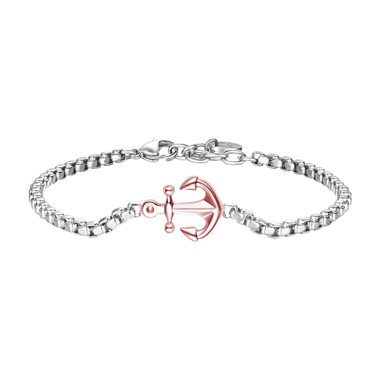 luca barra - BRACCIALE UOMO IN ACCIAIO IP ROSE CON ANCORA